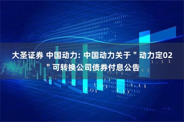 大圣证券 中国动力: 中国动力关于＂动力定02＂可转换公司债券付息公告